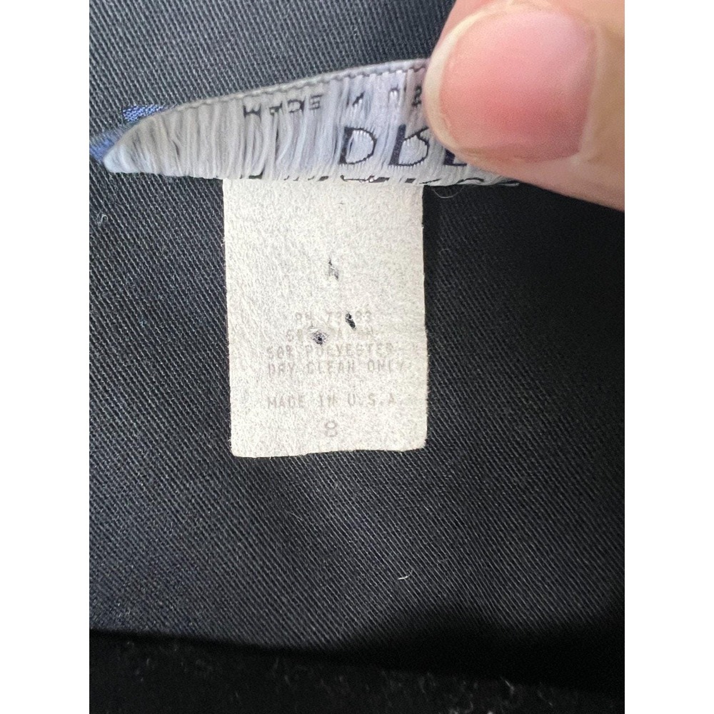 80s Black Belted Midi Dress Pockets Minimalist Career USA Womens 10 - Picture 3 of 10